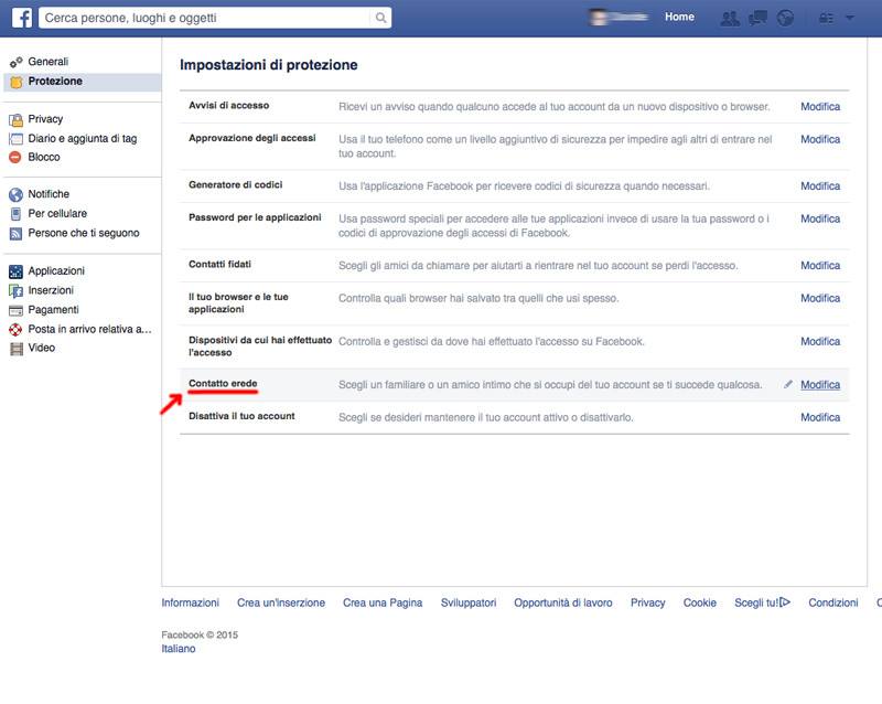 Aggiornamenti Facebook arriva il contatto erede