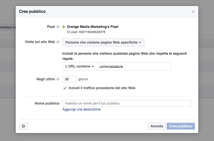 Costruire elenchi di pubblico in Facebook Ads