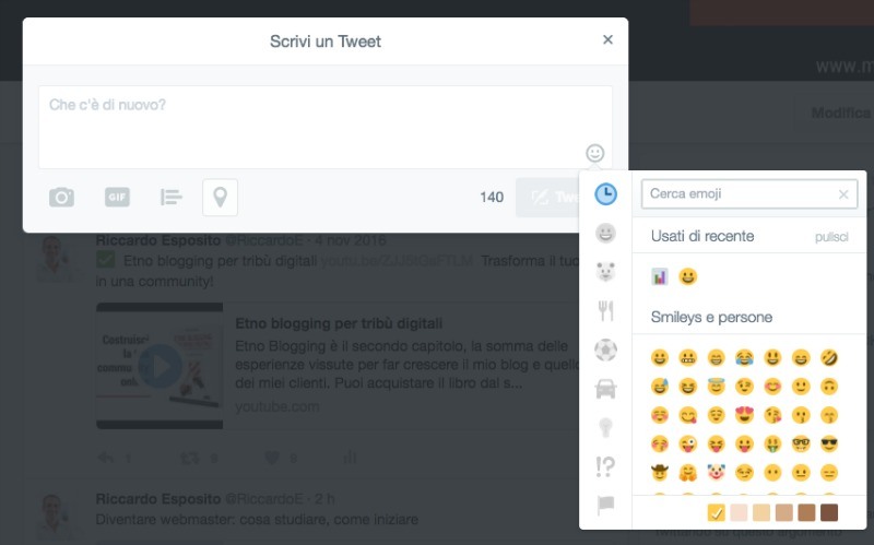 Inserisci emoji nei tweet