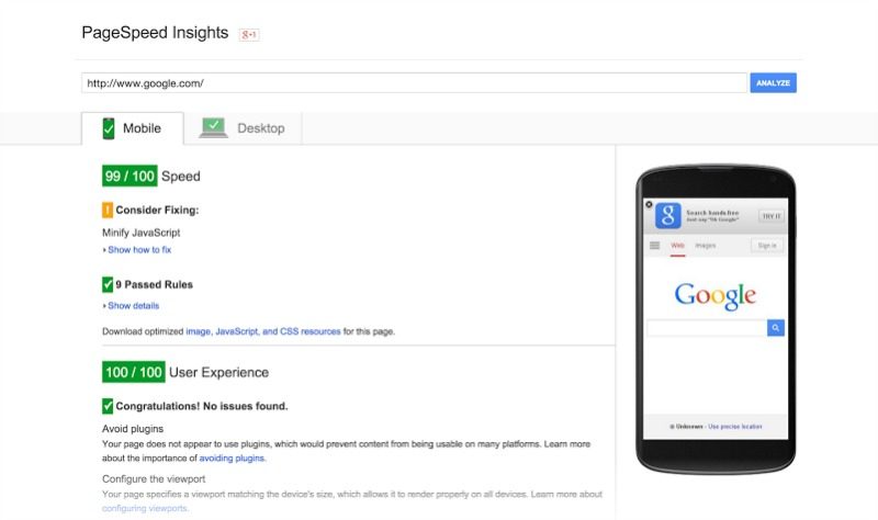 Pagespeed Insight
