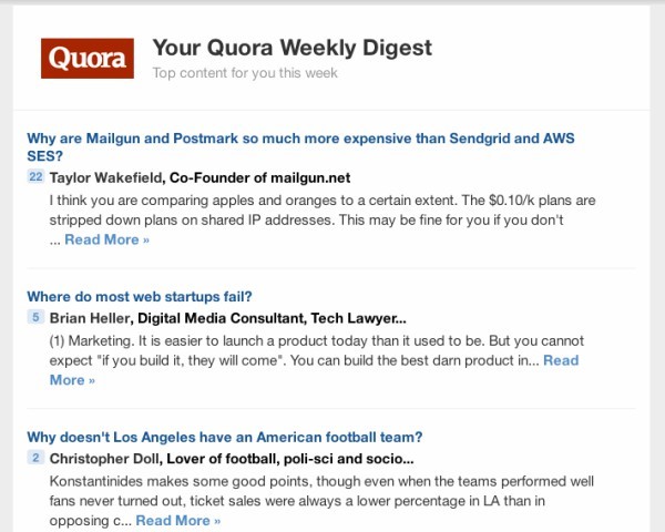 Esempi di newsletter di successo con Quora